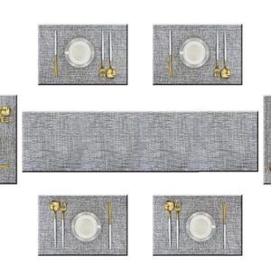 Bright Dream Table Mats 1 Table Runner and 6 Placemats, Smoky Gray